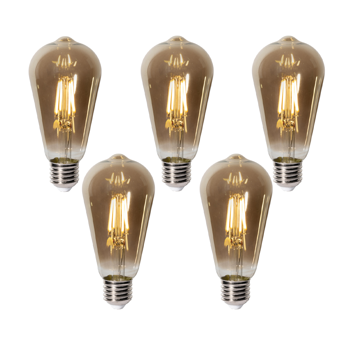 Set de 5 becuri LED E27 dimabile ST64 sticlă fumurie 5W 450 lm 2700K