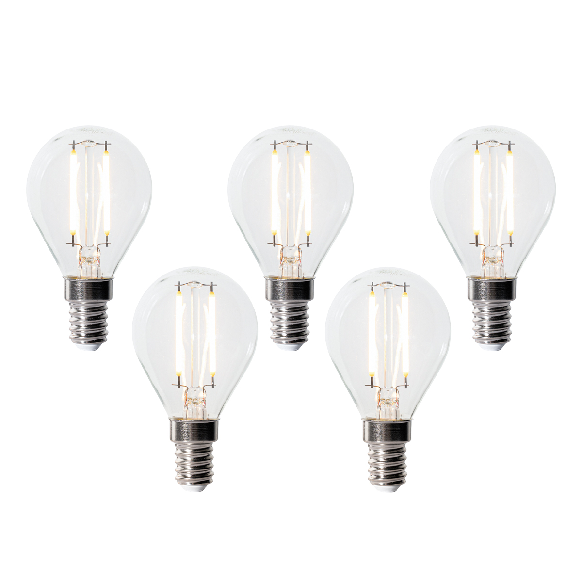 5 darabos E14 dimmelhető LED izzókészlet P45 átlátszó üveg 3W 250 lm 2700K