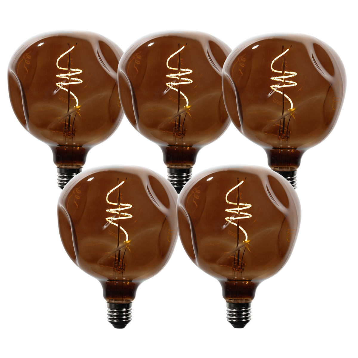Set de 5 becuri LED E27 dimabile T125 maro 4W 120 lm 1800K