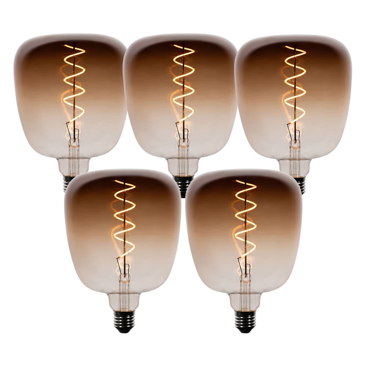 Set de 5 becuri LED E27 dimabile G140 maro 49W 110 lm 1800K
