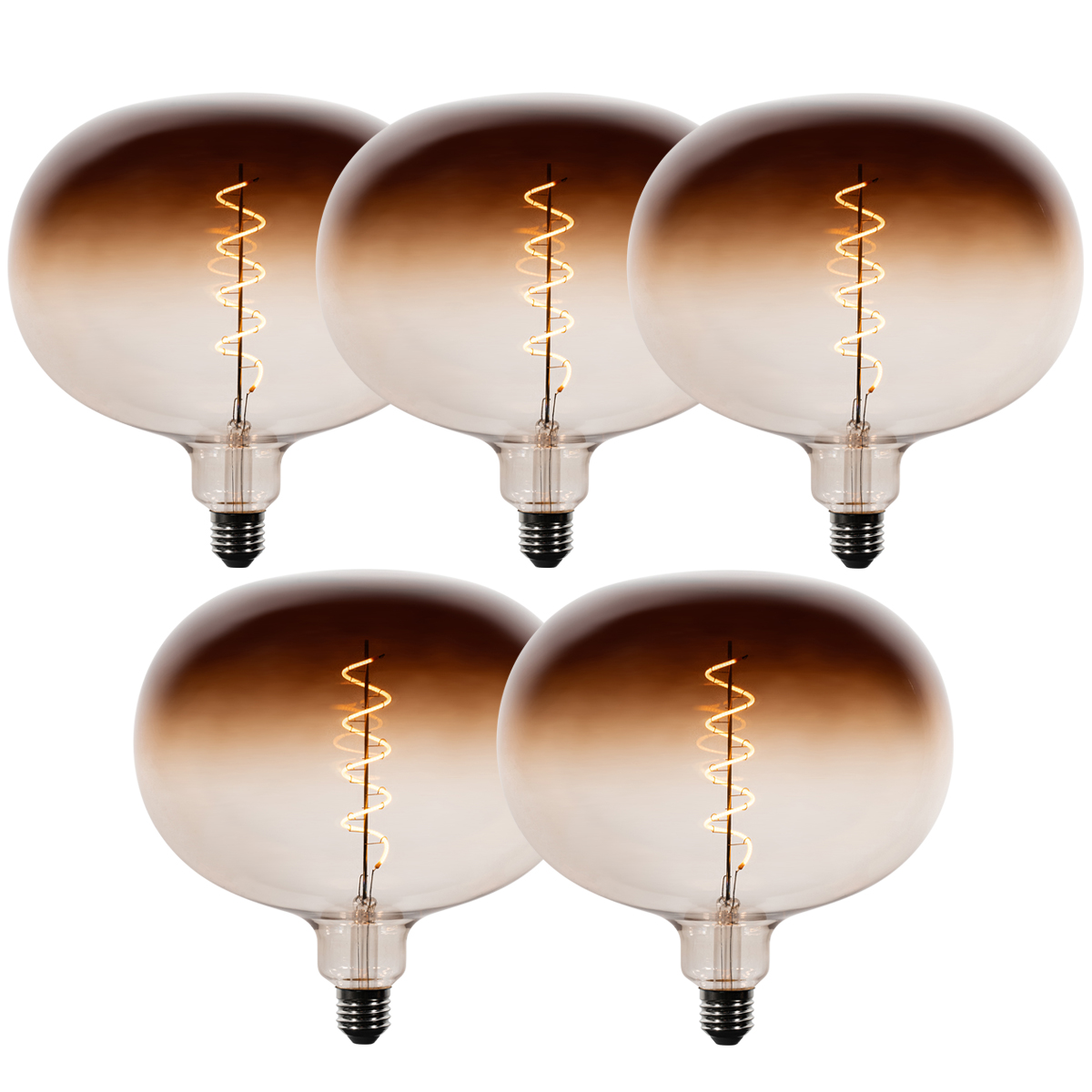 Set de 5 becuri LED E27 dimabile G220 maro 49W 130 lm 1800K