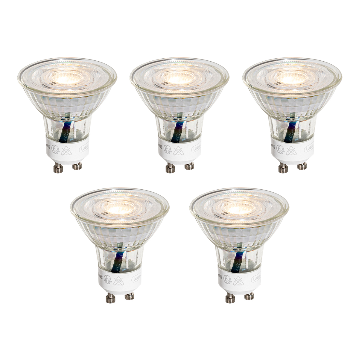 Set de 5 becuri LED GU10 50mm clare 3W 230 lm 2700K