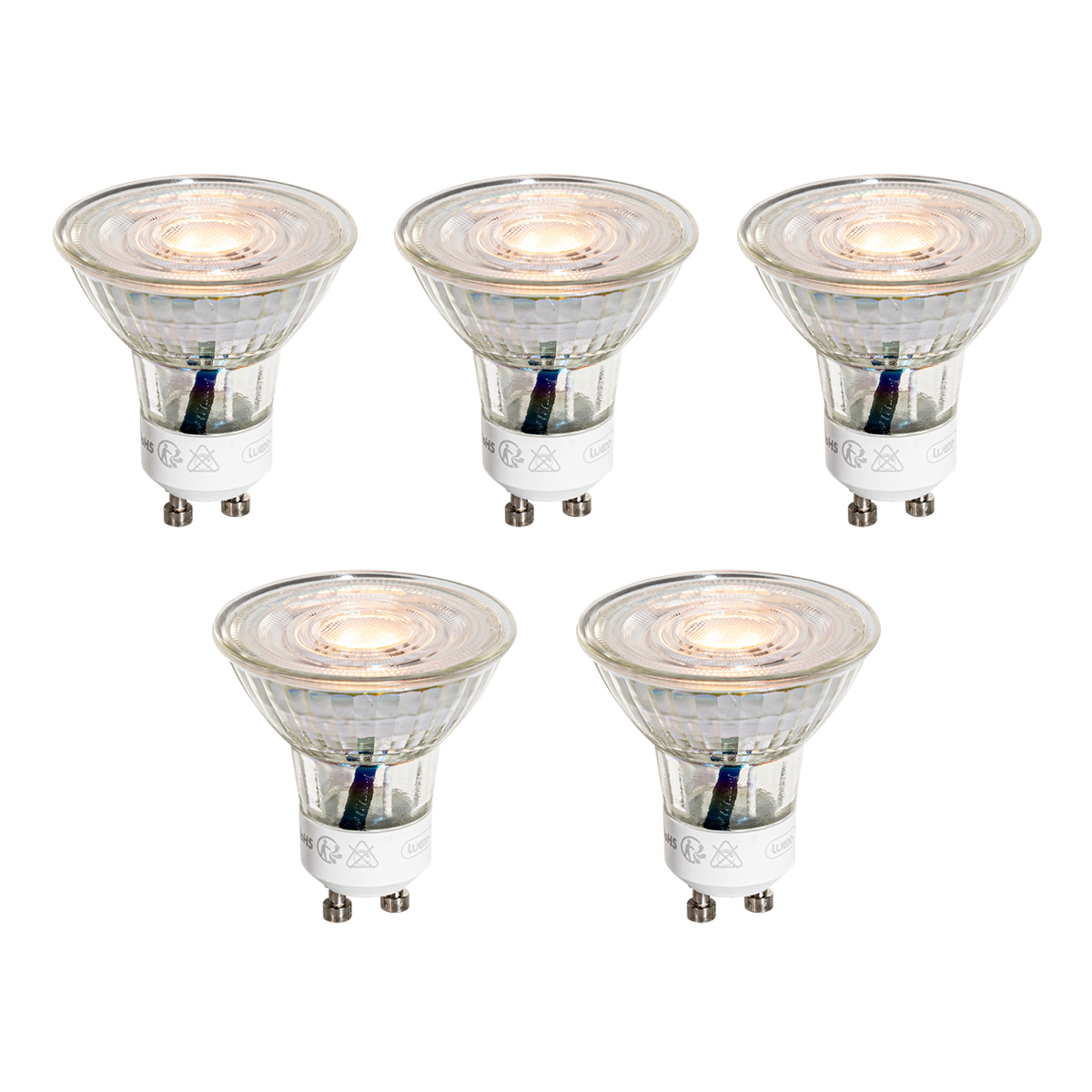 Set de 5 becuri LED GU10 50mm transparente 3W 200 lm 2200K