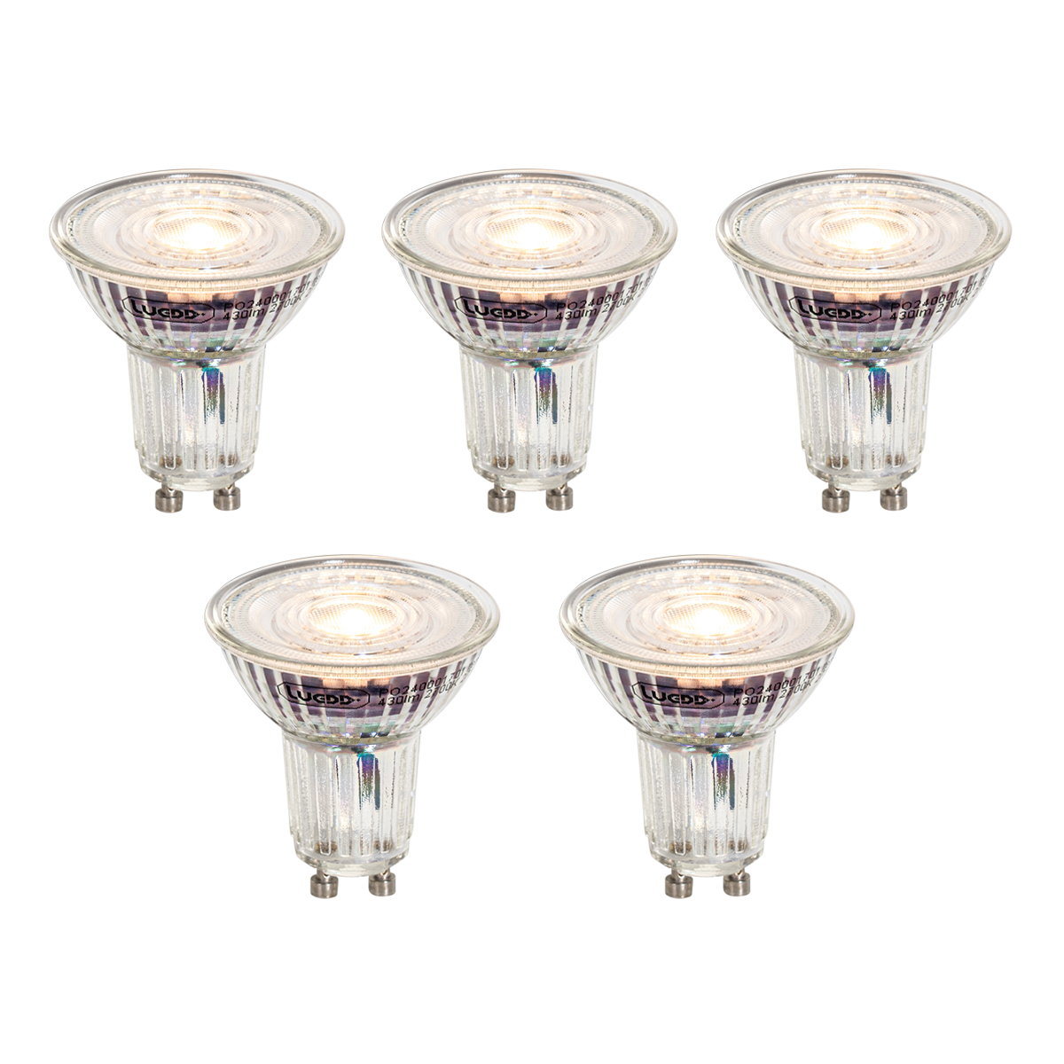 Set de 5 becuri LED GU10 50mm reglabile clare 49W 430 lm 2700K
