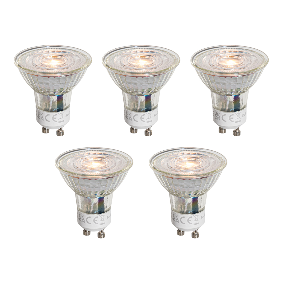 Set de 5 becuri LED GU10 50mm clare 4.5W 360 lm 2700K
