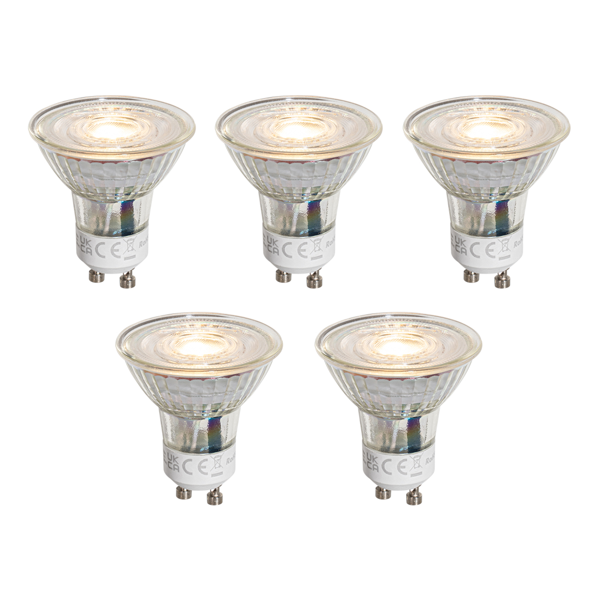 Set de 5 becuri LED GU10 50mm reglabile clare 45W 365 lm 2700K