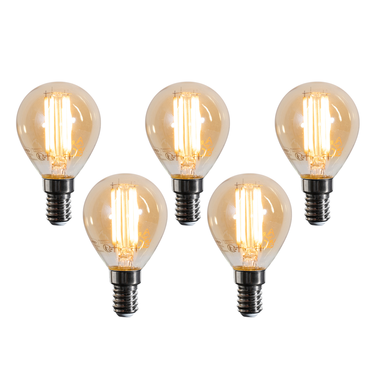 5 darabos E14 LED izzókészlet G45 arany 2W 180 lm 2100K