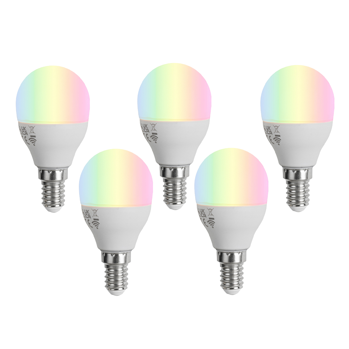 Sada 5 Smart E14 LED žiaroviek G45 Opál RGBW 4.9W 470 lm 2700-6500K