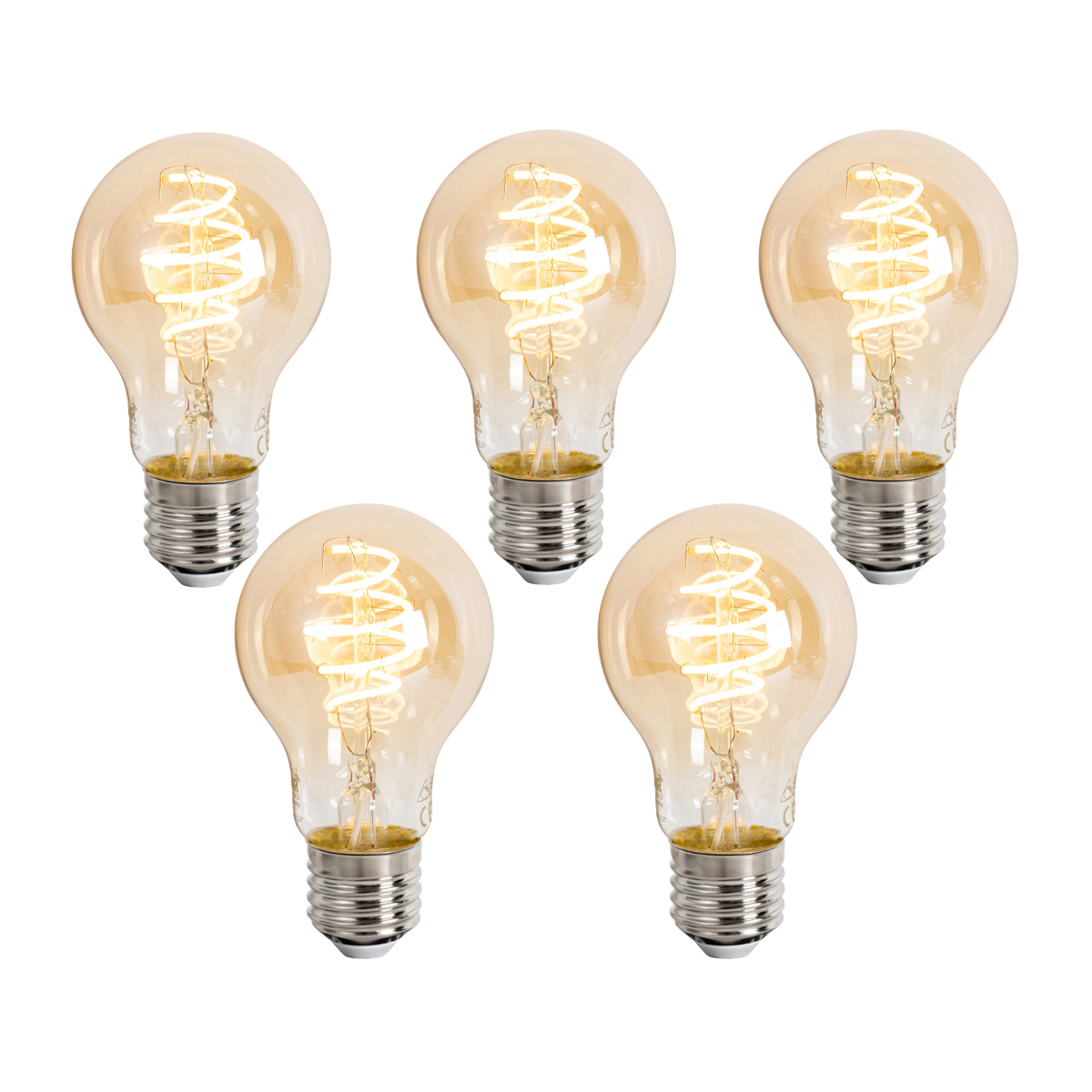 Sada 5 ks Inteligentné stmievateľné LED žiarovky E27 A60 Jantárová 4,9 W 320 lm 2500 K