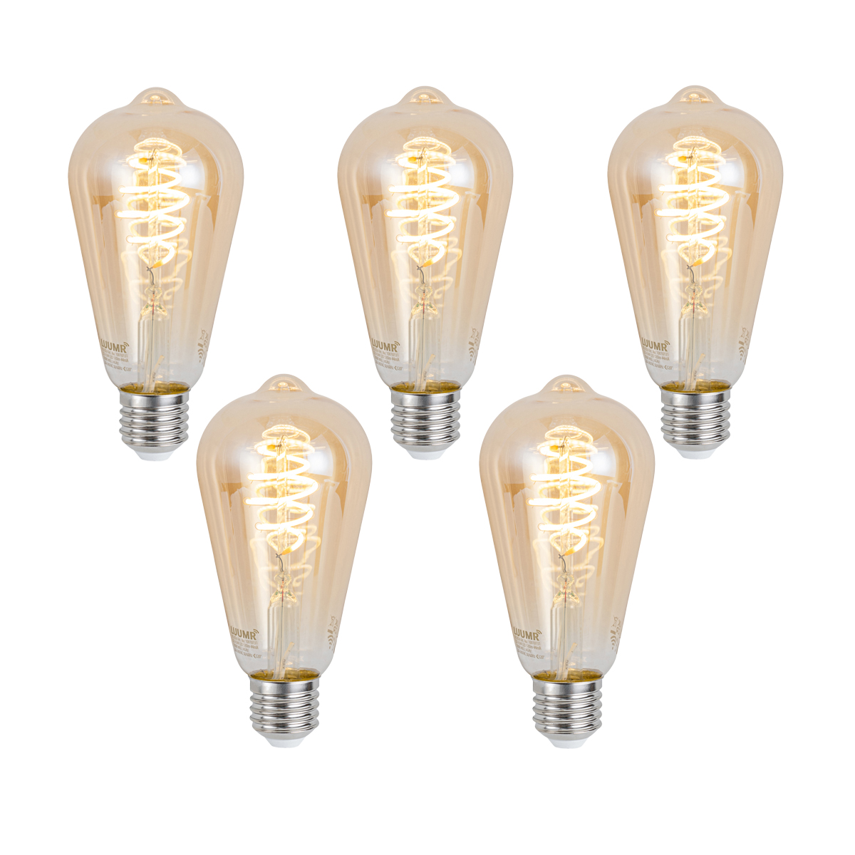 Sada 5 ks Inteligentné stmievateľné LED žiarovky E27 ST64 Jantárová 4,9 W 320 lm 2500 K