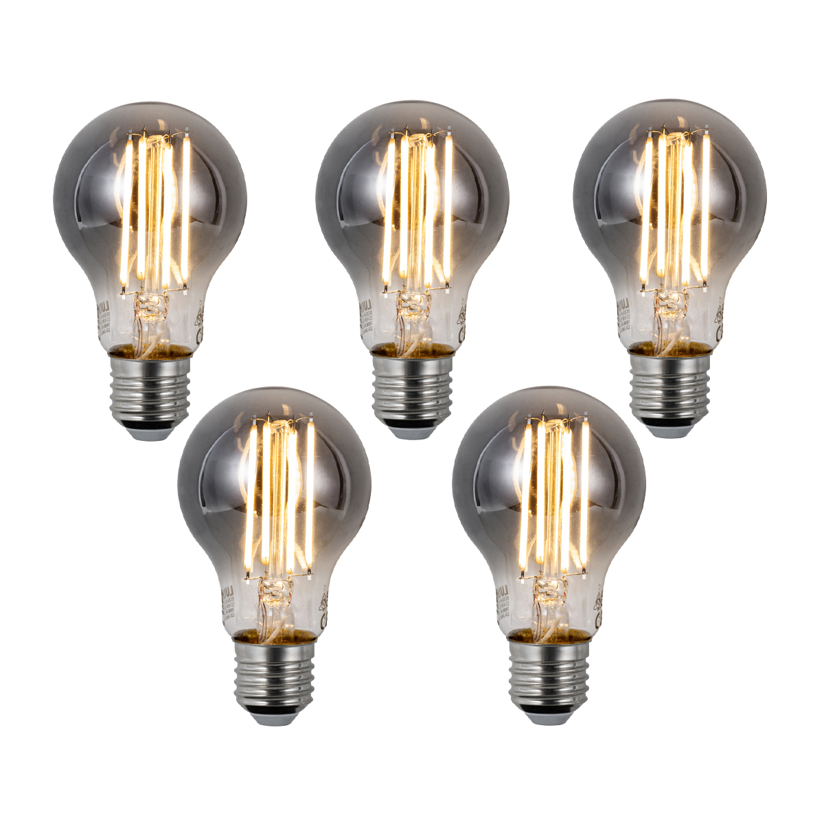 Sada 5 ks Inteligentné stmievateľné LED žiarovky E27 A60 dymové 4,9 W 150 lm 1800 K