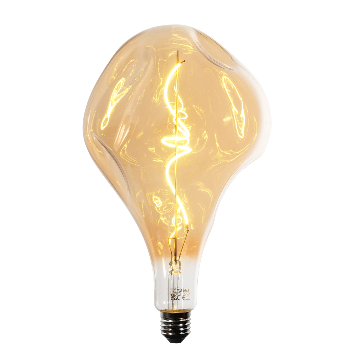 E27 dimmelhető LED lámpa spirál izzószállal PS160 borostyán 6W 340 lm 1800K