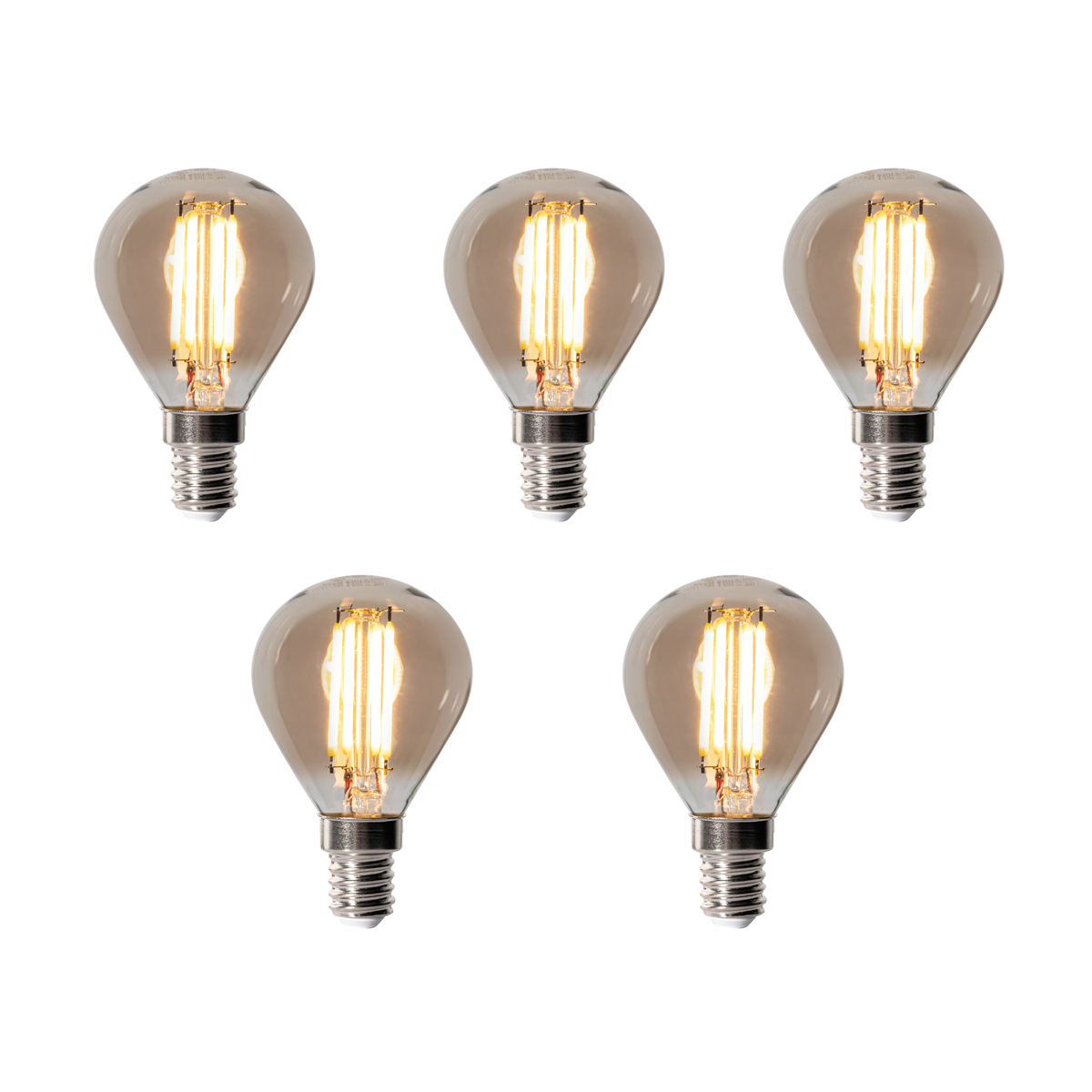 5 darabos E14 dimmelhető LED izzókészlet P45 Füst 5W 470 lm 2200K