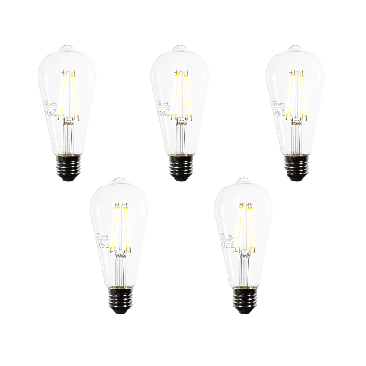 5 darabos E27 LED izzókészlet ST64 átlátszó 3,8W 806 lm 3000K