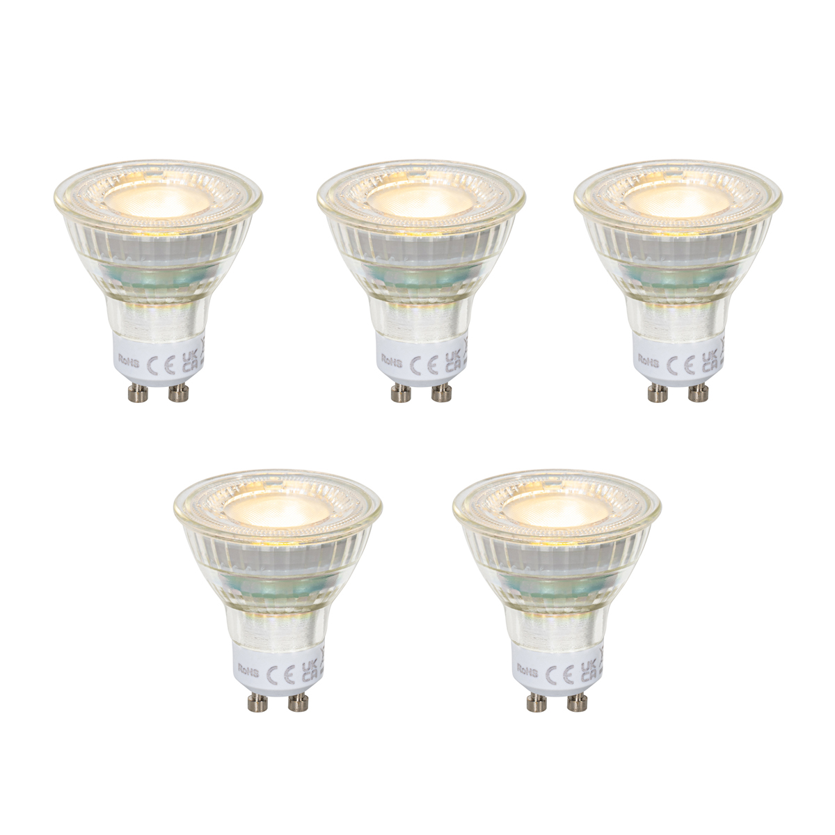 Sada 5 čirých LED žárovek GU10 50 mm 2,5 W 450 lm 2700 K