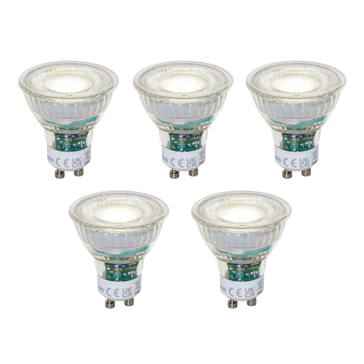 5 darabos GU10 50 mm-es dimmelhető LED izzókészlet, átlátszó, 2,5 W, 450 lm, 4000 K