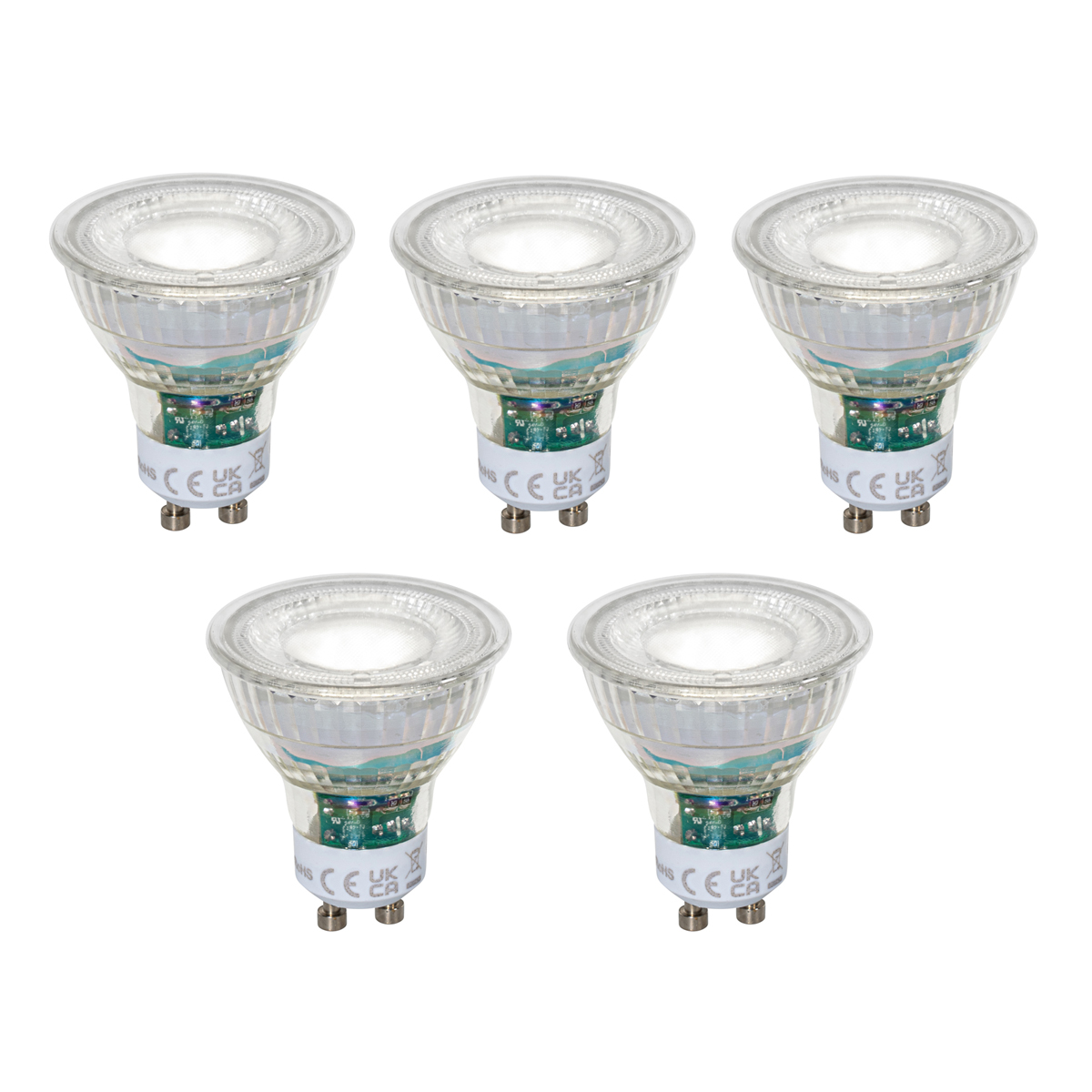 Sada 5 stmívatelných LED žárovek GU10 50 mm čirá 2,5 W 450 lm 6500 K