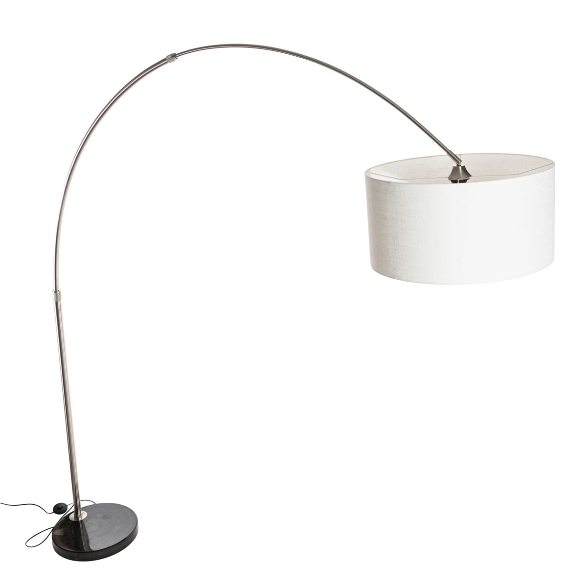 lampe arc xxl abat-jour acier 50cm droit crème