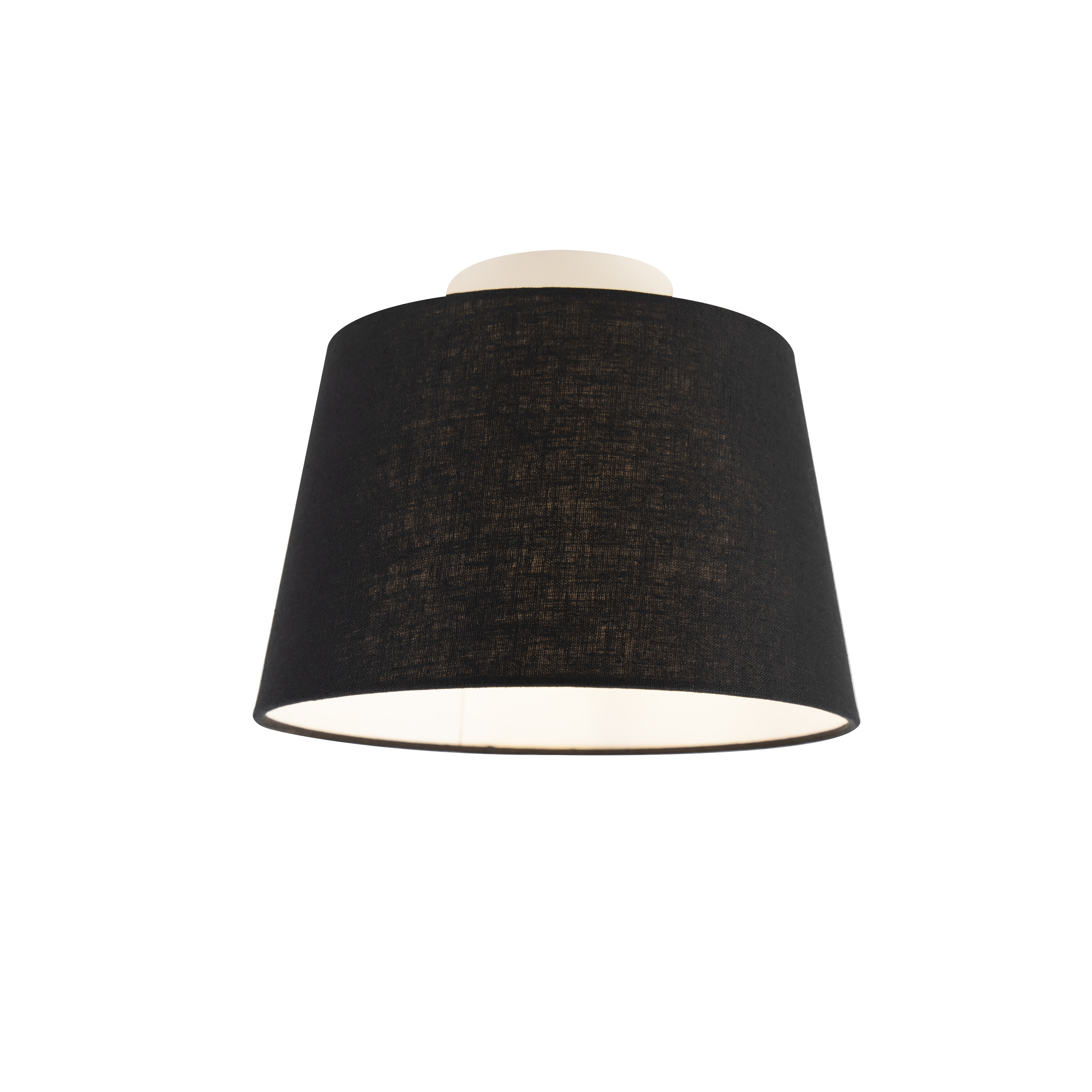 Ceiling Lamp with 25cm Linen Black Shade - Combi White