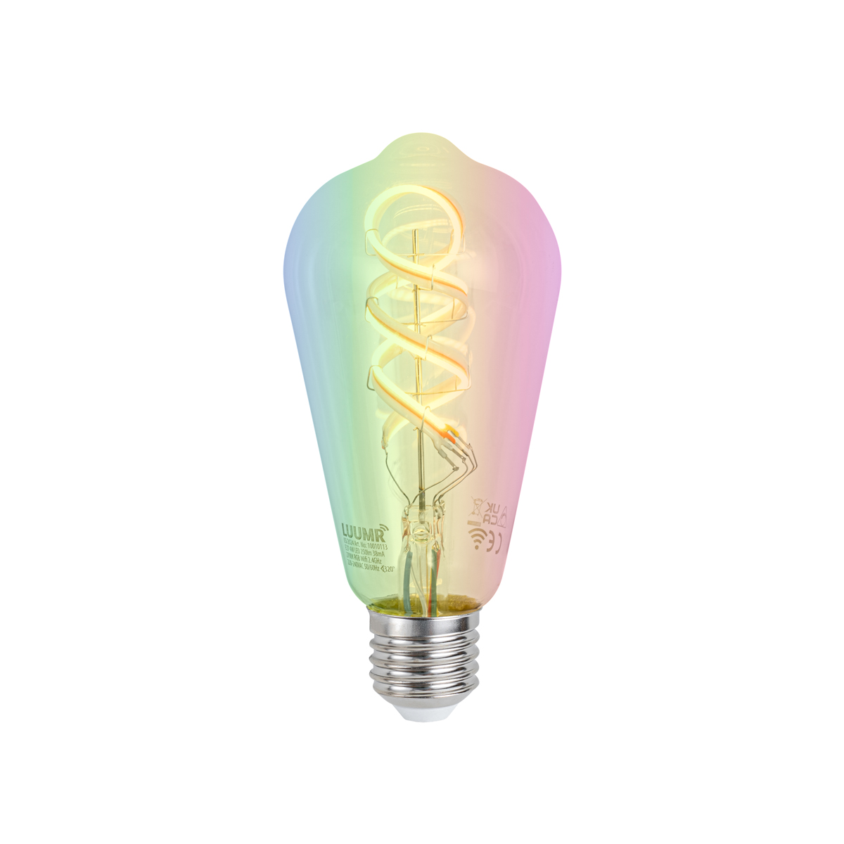 Okos E27 Dimmelhető LED Izzó ST64 Átlátszó RGBW 4W 250lm 2700K