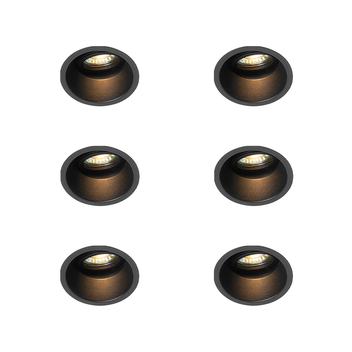 6 darabos modern, állítható, fekete süllyesztett spotlámpa készlet - Alloy
