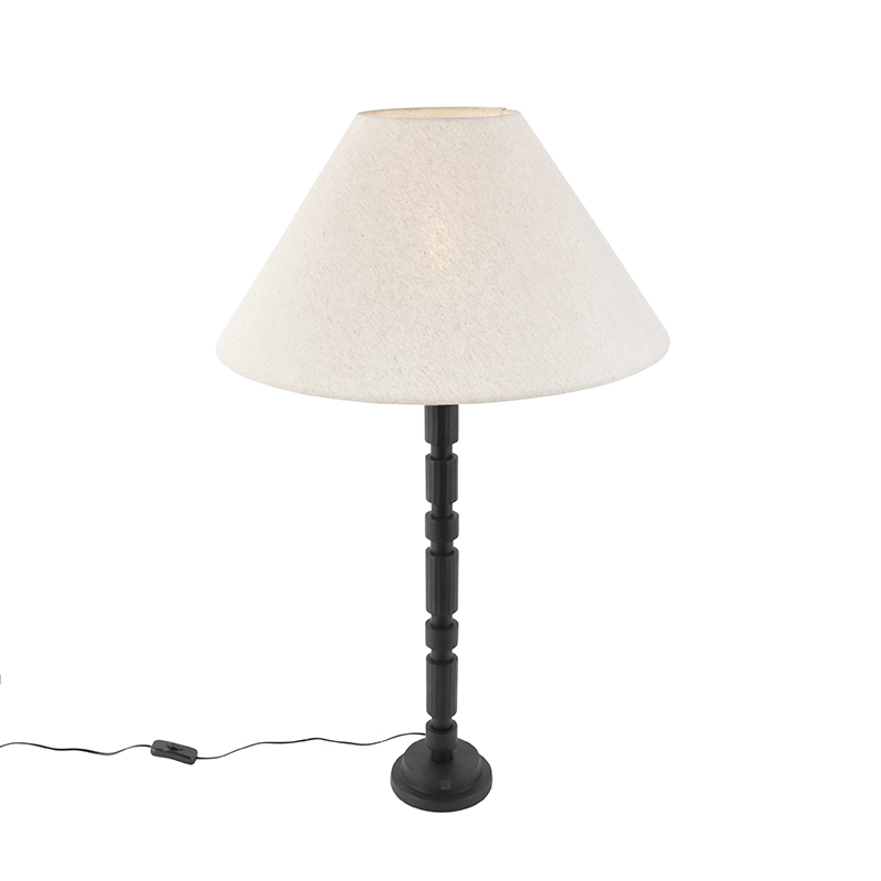 Art deco asztali lámpa vászon árnyalatú bézs 50 cm - Torre