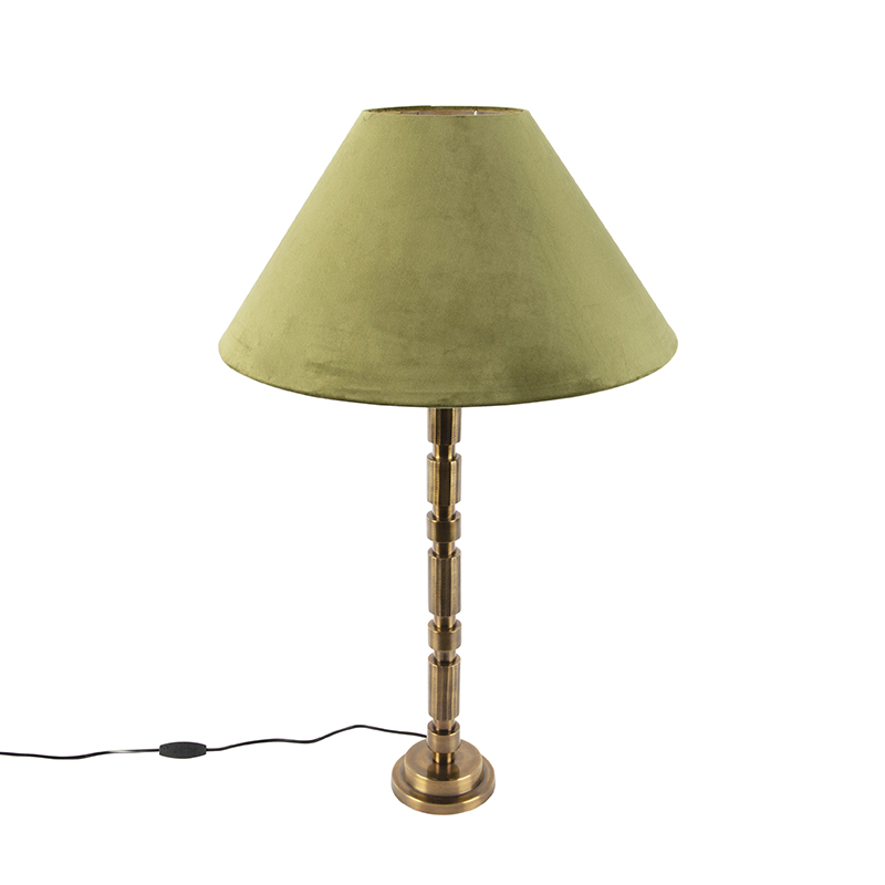 Art deco bordslampa med velour skugga grön 50 cm – Torre