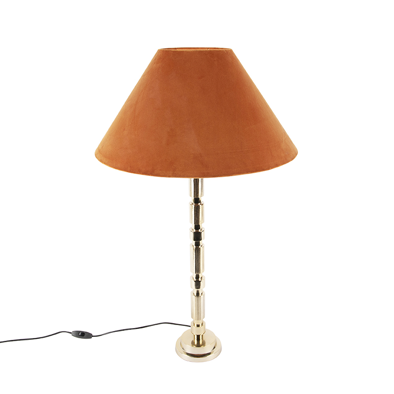Art deco asztali lámpa velúr árnyalatú narancssárga 50 cm - Torre