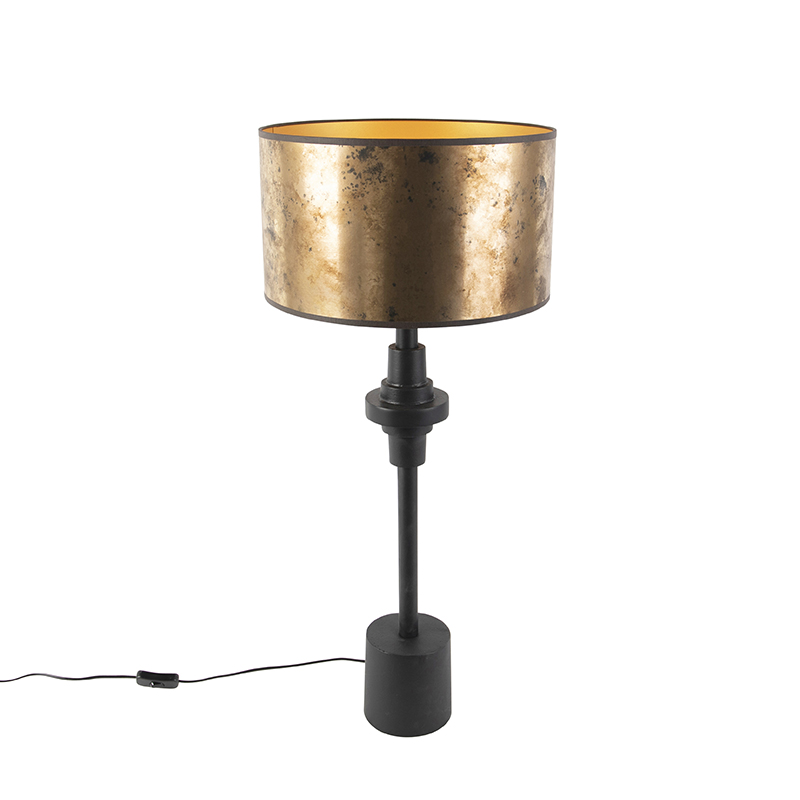 Art deco tafellamp met kap brons 35 cm - Diverso
