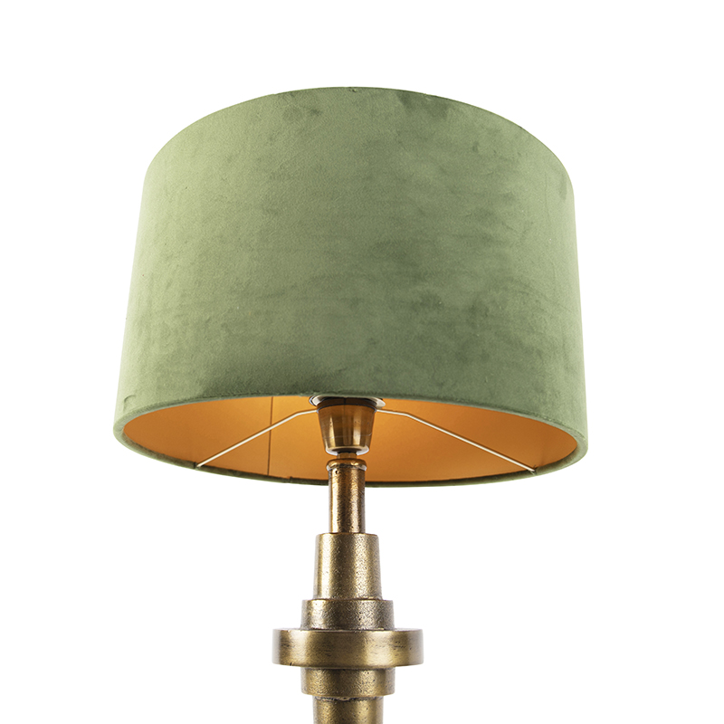 lampe de table art déco avec abat-jour en velours vert 35 cm - diverso