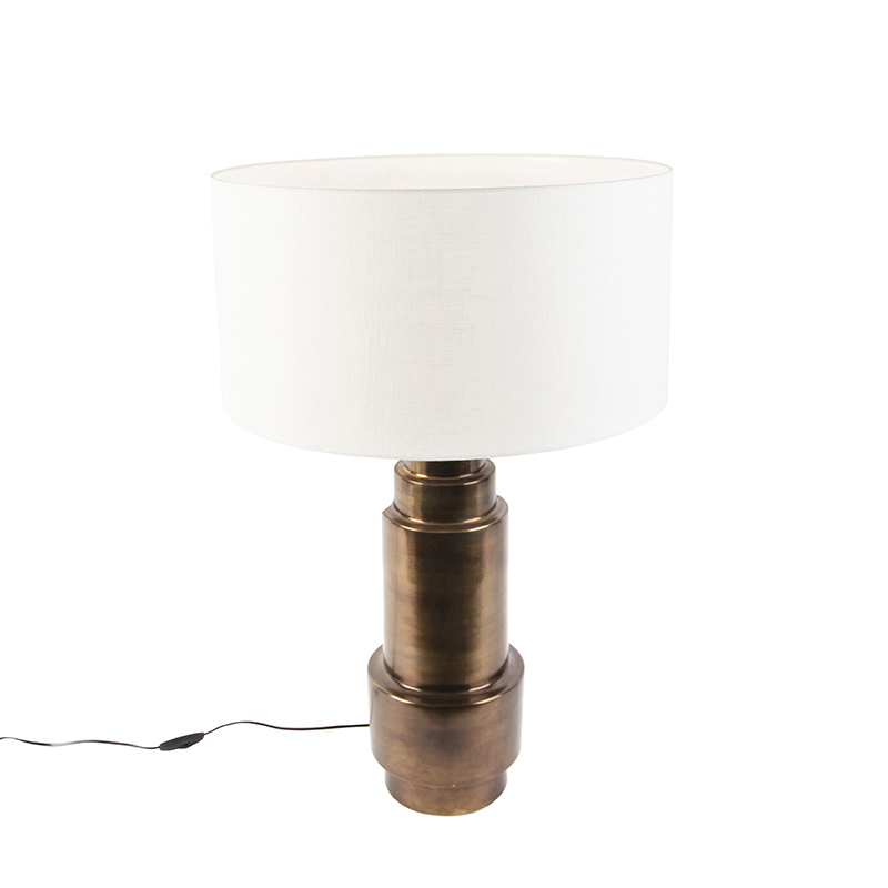 Art deco bordslampa med skugga vit 50 cm - Bruut