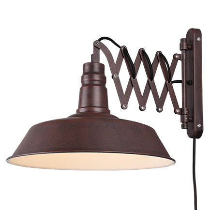 Industrile wandlamp bruin met uittrekbare schaararm - Mancis