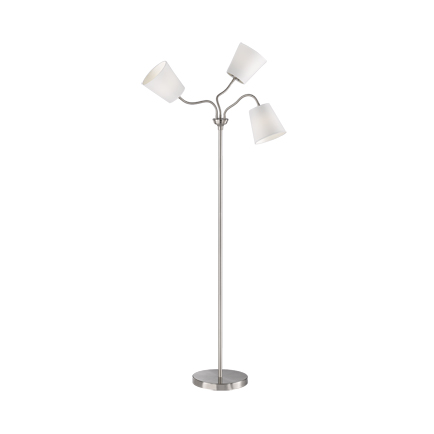 Design vloerlamp staal met witte kap 3-lichts - Noukie
