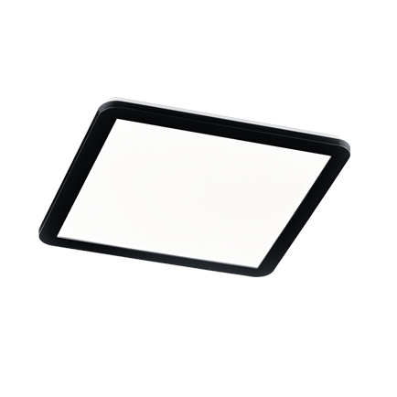 Plafonnier carré noir 40 cm avec LED 3 marches dimmable IP44 - Lope