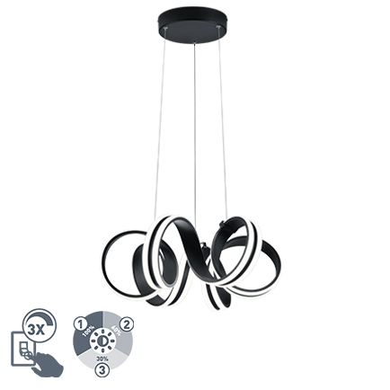 Design hanglamp zwart 3-staps dimbaar incl. LED - Filum Design hanglamp zwart 3-staps dimbaar incl. LED - Filum