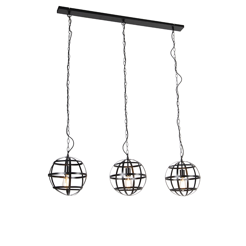 Industriële hanglamp zwart 3-lichts - Boula Industriële hanglamp zwart 3-lichts - Boula