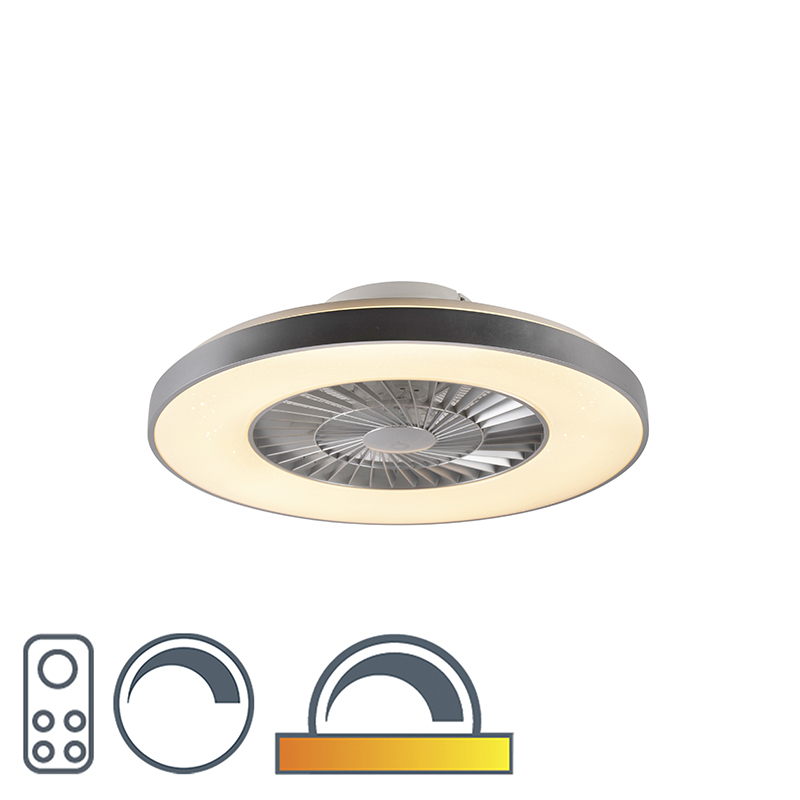 Plafondventilator zilver met ster effect dimbaar - Climo Plafondventilator zilver met ster effect dimbaar - Climo