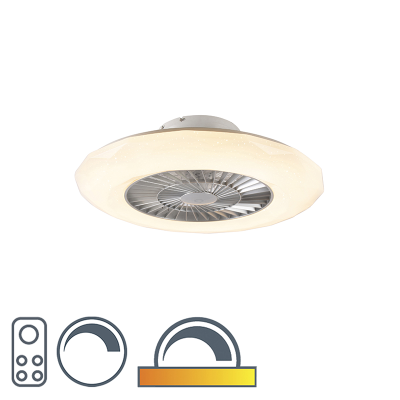 Plafondventilator zilver incl. LED met ster effect dimbaar - Clima Plafondventilator zilver incl. LED met ster effect dimbaar - Clima