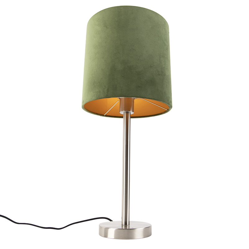lampe de table en acier avec abat-jour vert 25 cm - simplo