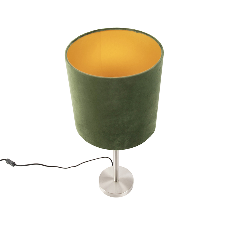 lampe de table en acier avec abat-jour vert 25 cm - simplo