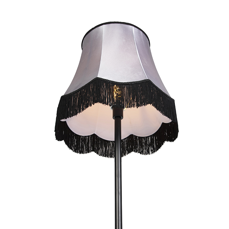 lampadaire classique noir avec abat-jour granny b gris - simplo