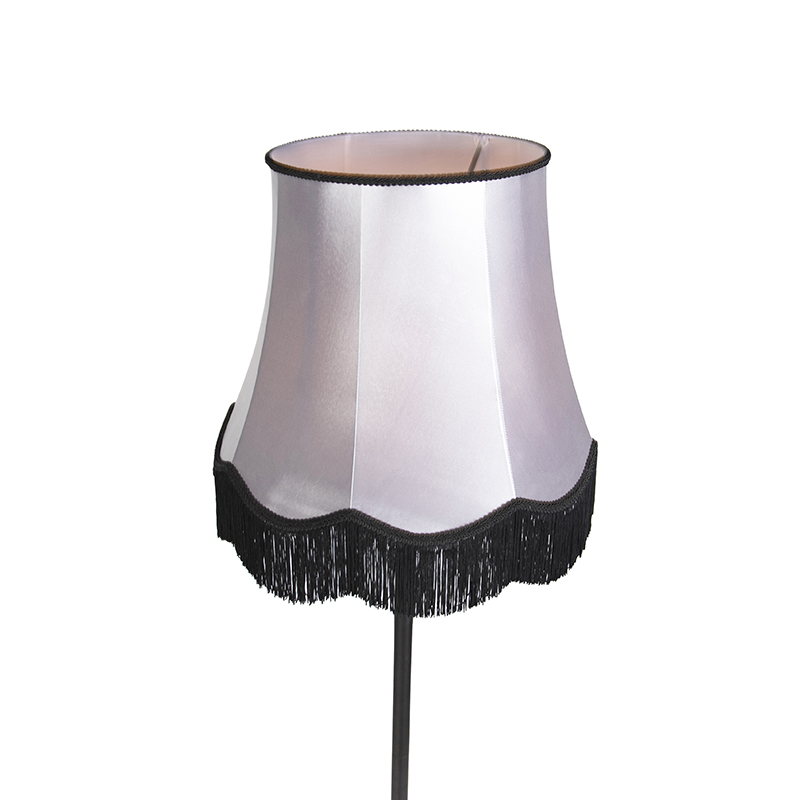 lampadaire classique noir avec abat-jour granny b gris - simplo