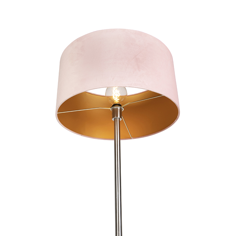 lampadaire acier avec abat-jour rose 50 cm - simplo