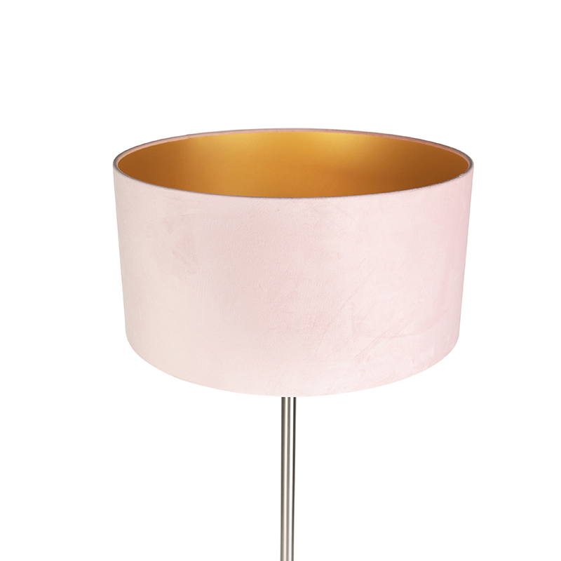 lampadaire acier avec abat-jour rose 50 cm - simplo