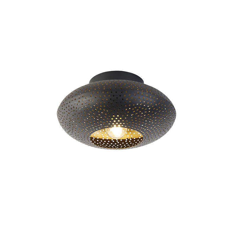 Orientalna lampa sufitowa czarna ze złotem 25 cm - Radiance