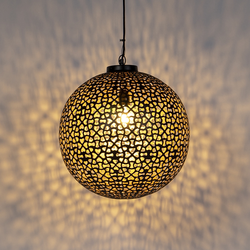 Oosterse hanglamp zwart met goud 45 cm - Radiante Oosterse hanglamp zwart met goud 45 cm - Radiante