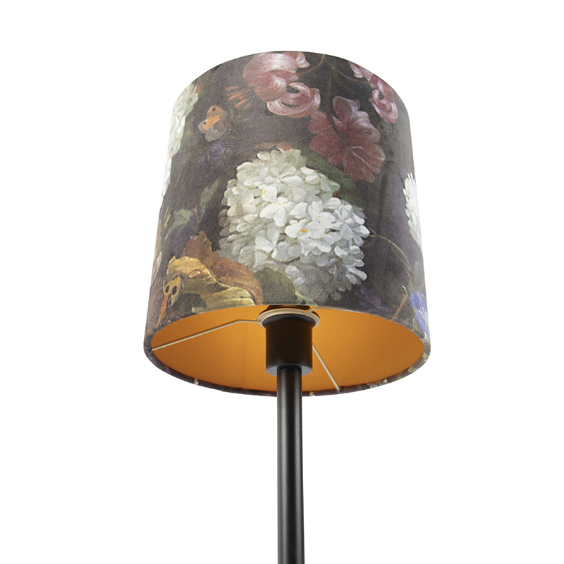 lampe de table romantique noir avec abat-jour 25 cm - simplo