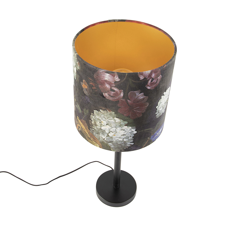 lampe de table romantique noir avec abat-jour 25 cm - simplo
