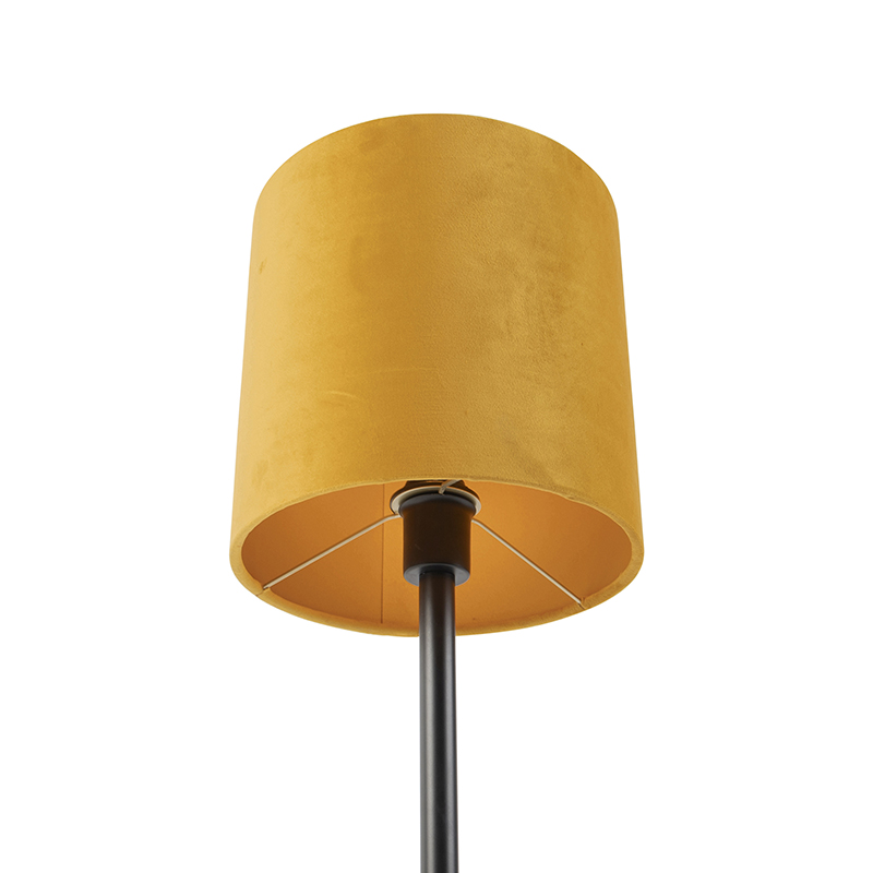 lampe de table art déco noir avec abat-jour jaune 25 cm - simplo