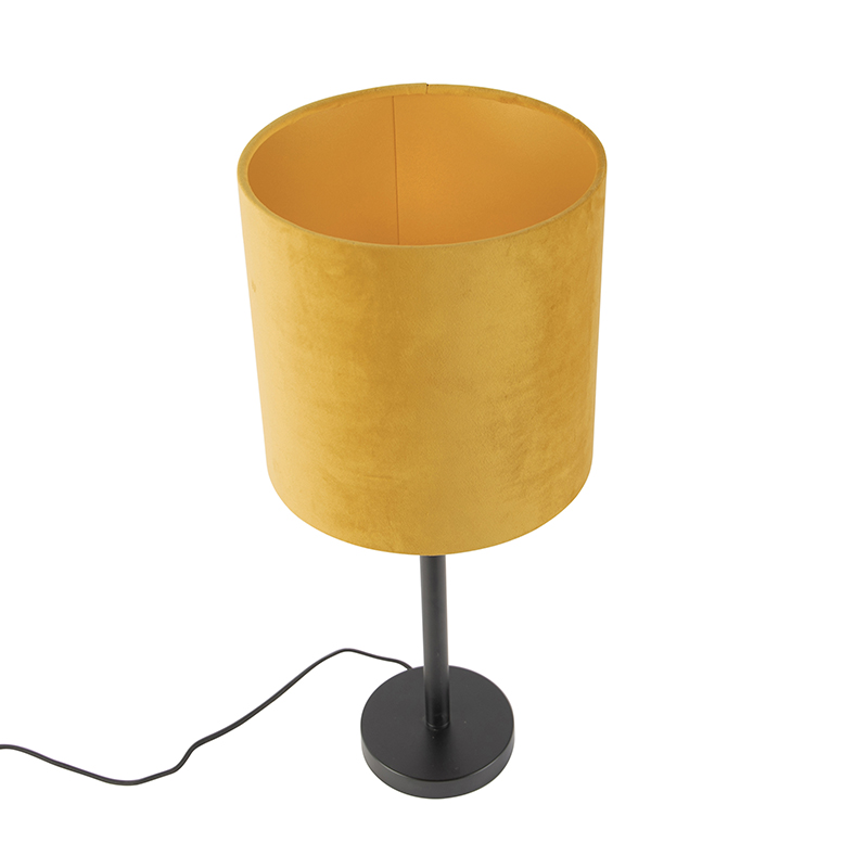 lampe de table art déco noir avec abat-jour jaune 25 cm - simplo